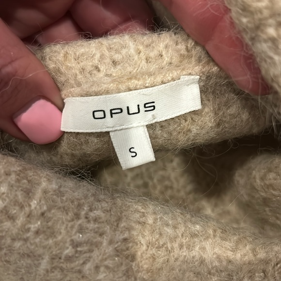 Opus •S• Parja Oatmeal Wool Alpaca Blend Neutral Turtleneck Sweater - Picture 11 of 12